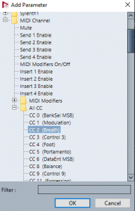 Cubase CC Automation Lane