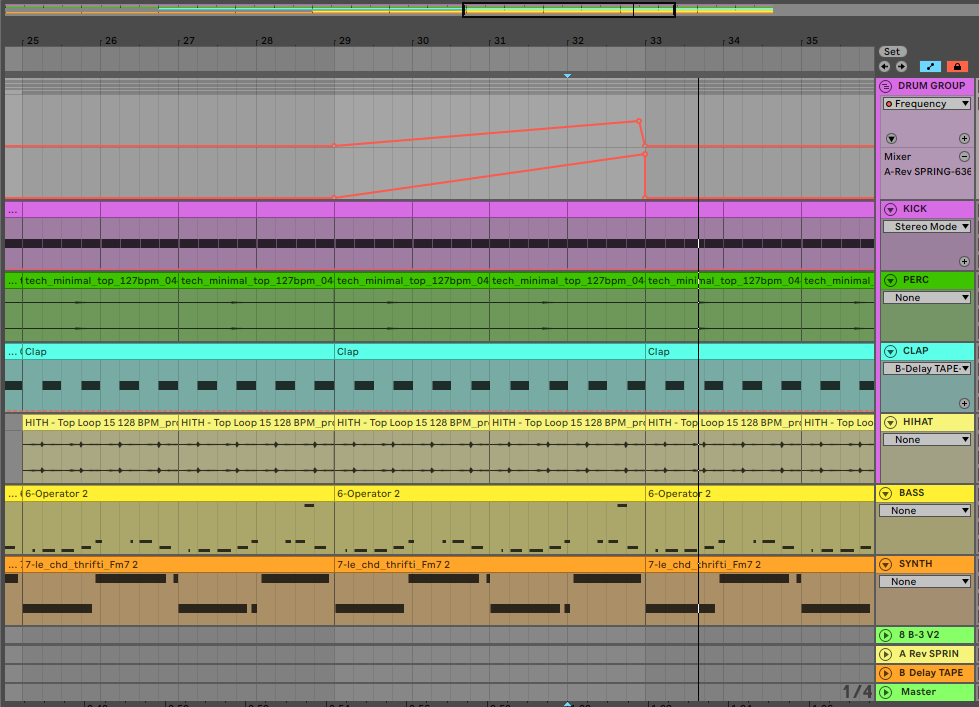 Reverb + Filtering on Drum Group