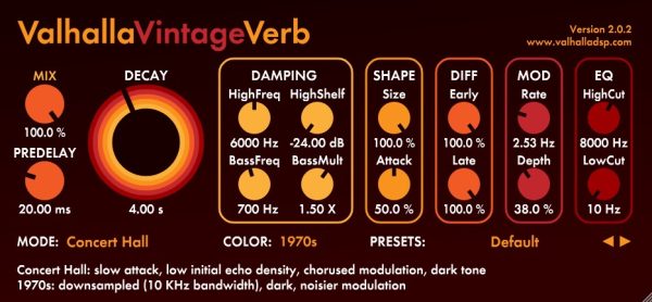 Valhalla Vintageverb Reverb Effect Plugin