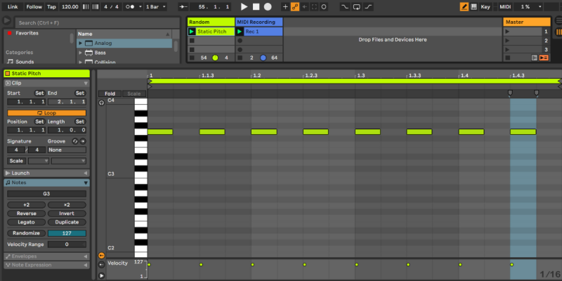 Ableton Random Turn Notes into Random Pitches