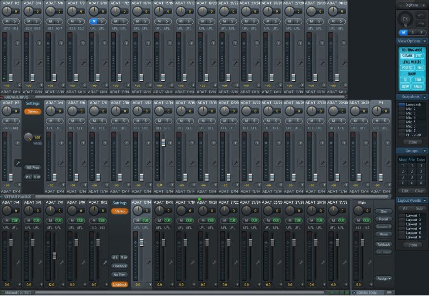 RME Totalmix audio interface mixer routing